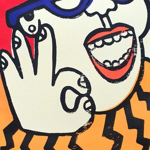 OK Guy NO. 5 Illustration Linoldruck Kunstdruck Linolprint Design Dekoration Gouache
