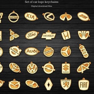 Llaveros para llaves de coche Bundle Svg, Logotipo de marcas de coches para llave, Plantillas de corte láser de llaveros, Archivos vectoriales de llaveros Svg, Dxf, Ai, Cdr, Pdf.
