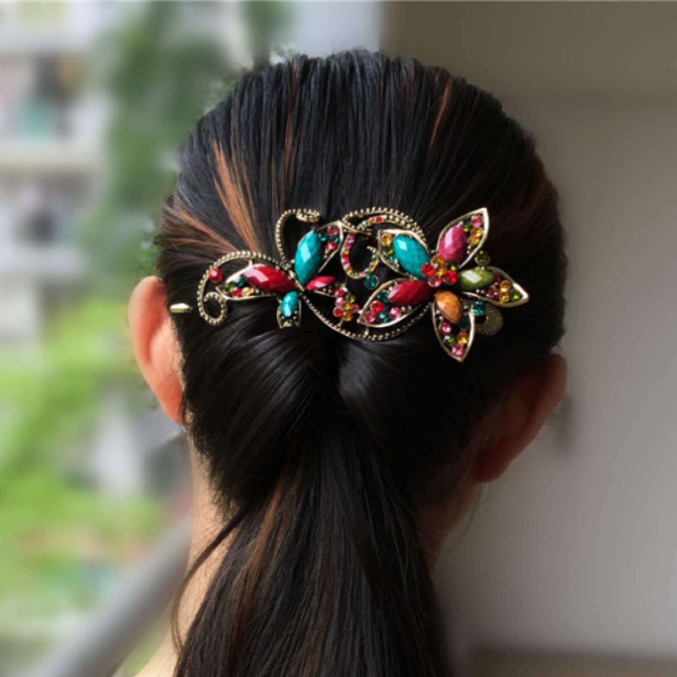  Bun Cover Hair Holder, Hand Crafted Hair Clip. this