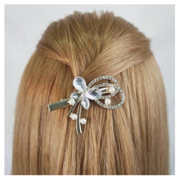 pièce de tête de mariage pour chignon de mariée, pince à cheveux fantaisie avec cristal Swarovski et strass