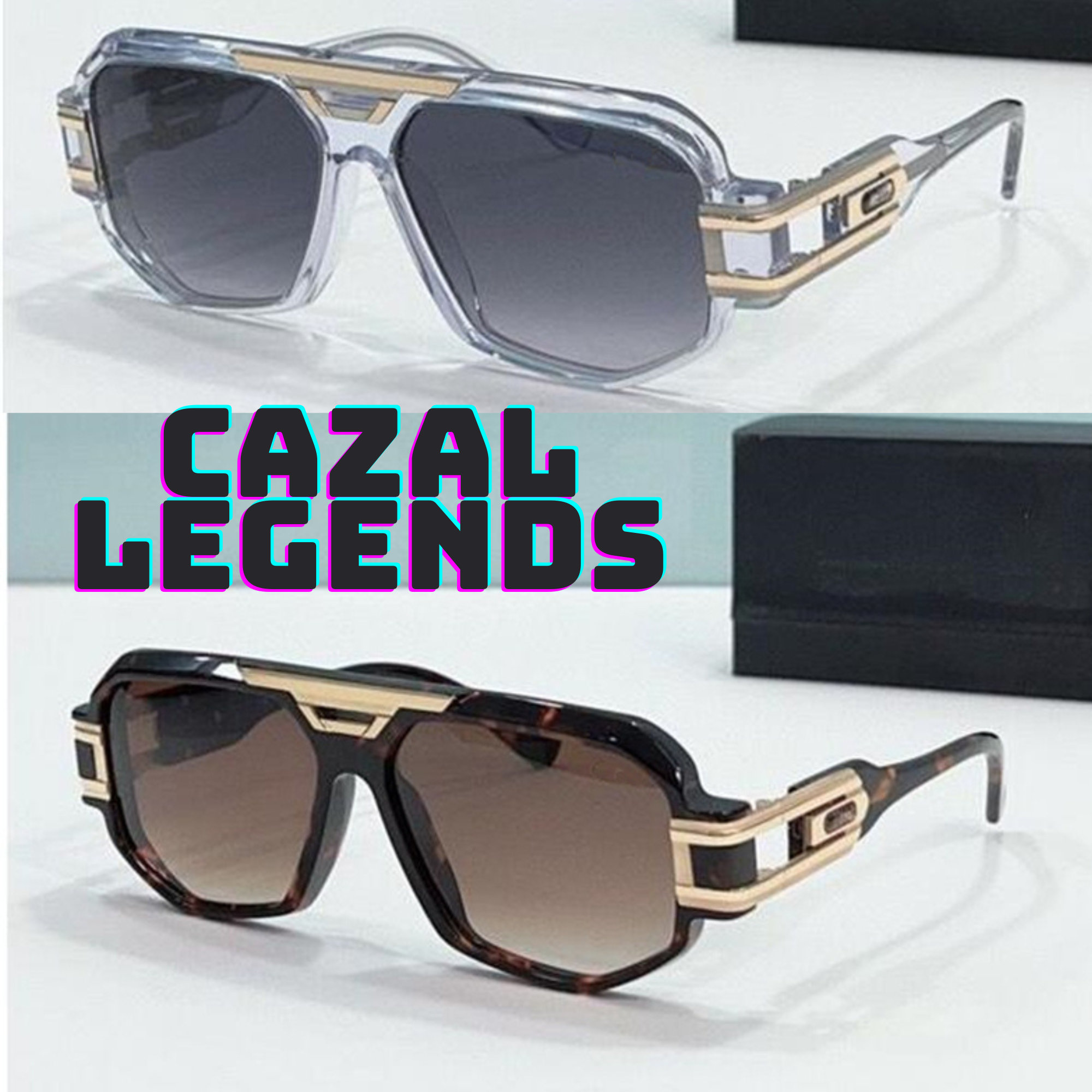 Lunettes Vintage Cazal 229 - Or, Blanc Et Aqua Foncé - Neuf Ancien Stock - Montage Métal/plastique