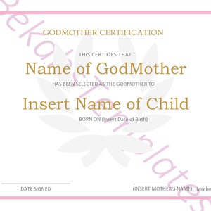Certificado de Madrina Rosa