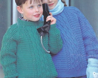 Girls Boys Sweater Knitting Pattern DK / 8 Ply Yarn PDF Pattern Childs Jumper 2 years to 10 years