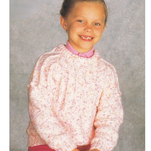 Girl&#39;s Sweater Knitting Pattern Chunky / Bulky Yarn Child&#39;s Jumper Coloursplash PDF Pattern 1 - 10 Years in English Only