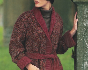 Womens Chunky Cardigan Knitting Pattern Easy-Knit Quick Knit Ladies Wrapover Jacket Bulky PDF Pattern in English Only
