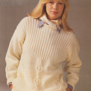 Ladies Sweater Knitting Pattern DK / 8 Ply Yarn Cable Pattern Womens Jumper PDF Pattern in English Only