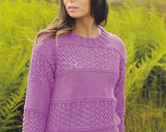 Womens Chunky Jumper Knitting Pattern Chunky/Bulky Yarn Ladies Sweater Ladies Quick-Knit PDF Pattern in English Only