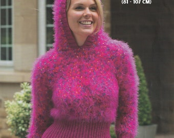 Ladies Sweater Knitting Pattern With Hood Hoodie Chunky & DK Yarn Womens Jumper PDF Pattern in English Only