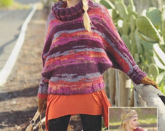 Womens Super Chunky Sweater Knitting Pattern Turtleneck in Indie Yarn Easy-Knit Quick Knit Ladies Jumper Super Bulky PDF Pattern
