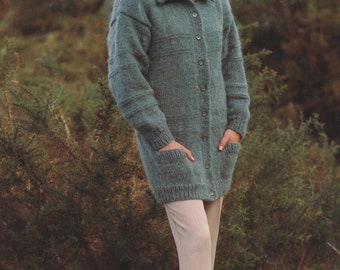 Womens Long Cardigan Knitting Pattern Chunky Bulky Yarn Ladies Jacket PDF Pattern in English Only