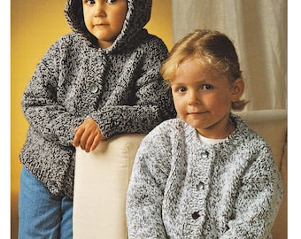Chunky Knit Boys Jacket Cardigan Girls Childs Knitting Pattern Kids Quick-Knit Bulky 20 - 30 ins - 1 to 10 years PDF in English