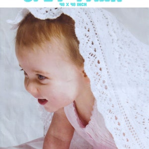 Baby Shawl Blanket Lacy Design 3 Ply Yarn 48 inch square size Knitting Pattern in English Only