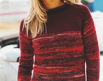 Womens Chunky Knit Sweater Knitting Pattern Chunky Bulky Yarn Slim Fit Jumper for Ladies Easy-Knit PDF Pattern in English Only
