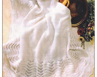 Baby Shawl 4 Ply Knitting Pattern 4 Ply / Fine / Gingering Weight Yarn Shawl Traditional Blanket Vintage Pattern PDF in English Only