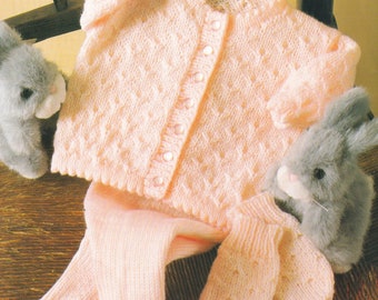Baby Girls Cardigan Knitting Pattern DK Yarn Baby Tights & Mittens Newborn to 2 years PDF Pattern in English Only