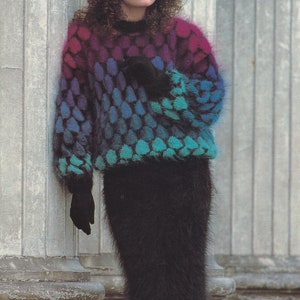 Mohair Sweater Jumper And Skirt Knitting Pattern 1980s Round Ribbed Skirt Vintage Pattern PDF in English Only