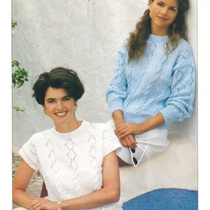 Ladies Summer Sweater & Top Knitting Pattern T-Shirt Top in DK / 8 Ply Yarn PDF Pattern in English Only