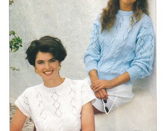 Ladies Summer Sweater & Top Knitting Pattern T-Shirt Top in DK / 8 Ply Yarn PDF Pattern in English Only