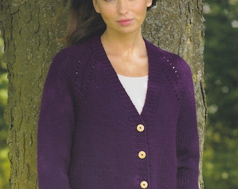 Chunky Womens Cardigan Knitting Pattern Chunky Yarn Ladies Classic Plain Cardigan PDF Pattern in English Only