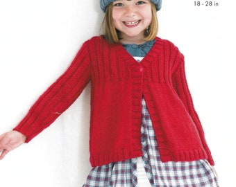 Girl's Cardigan Knitting Pattern Long and Short Sleeved Single Button in Aran / Worsted / 10ply Yarn PDF Pattern