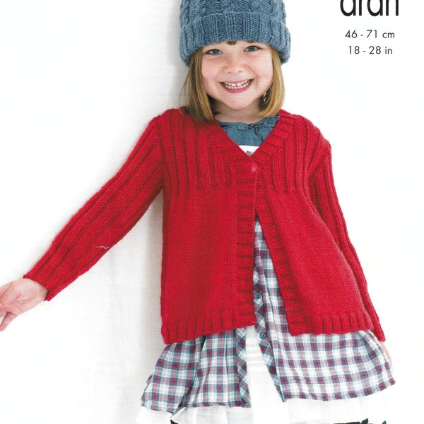 Girl's Cardigan Knitting Pattern Long and Short Sleeved Single Button in Aran / Worsted / 10ply Yarn PDF Pattern