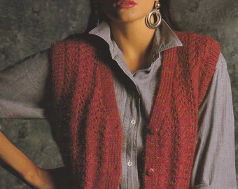 Ladies Waistcoat Knitting Pattern in DK / 8Ply Yarn Womens Lacy Waistcoat Sleeveless Cardigan PDF Pattern in English Only