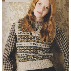 Ladies Tank Top Knitting Pattern Slipover Fair Isle Pattern Womens Sleeveless Vest Aran / Worsted PDF Pattern in English Only