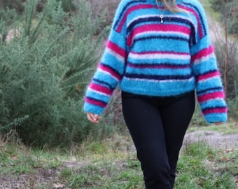 Mohair Sweater Knitting Pattern Baggy Jumper Easy Knit Ladies Mohair Sweater Instant PDF Pattern in English in English Only