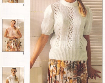 Ladies Knitting Pattern 3 In One - Womens Long Sleeve, Short Sleeve and Sleeveless Summer Sweater in DK / 8 Ply PDF in English Only