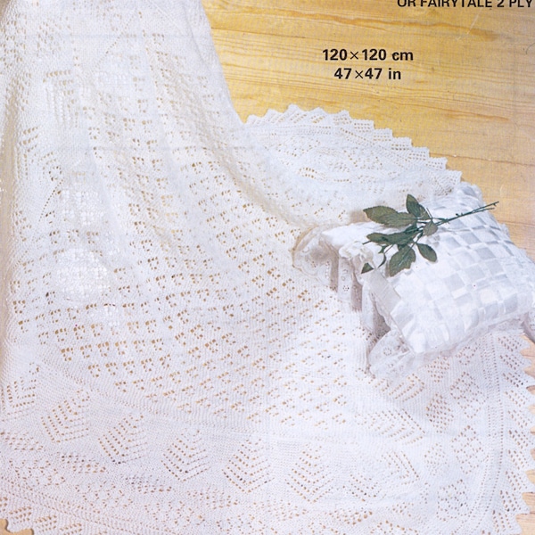 Baby Shawl Knitting Pattern Lace Blanket 3 Ply or 2 ply Shawl Traditional Vintage Pattern PDF