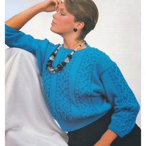 Ladies Sweater Knitting Pattern DK / 8 Ply Yarn Womens Jumper Pullover with Bobble & Twist Design PDF Pattern in English Only