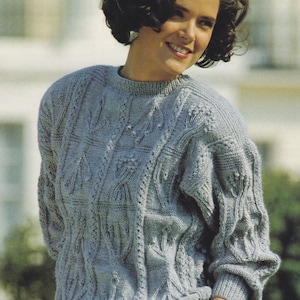 Ladies Sweater Knitting Pattern Round Neck DK / 8Ply Detailed Womens Jumper Pattern PDF in English Only