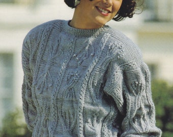 Ladies Sweater Knitting Pattern Round Neck DK / 8Ply Detailed Womens Jumper Pattern PDF in English Only