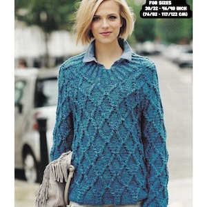 Ladies Sweater Knitting Pattern Super Chunky / Super Bulky Yarn Womens Jumper Quick knit PDF Pattern in English Only