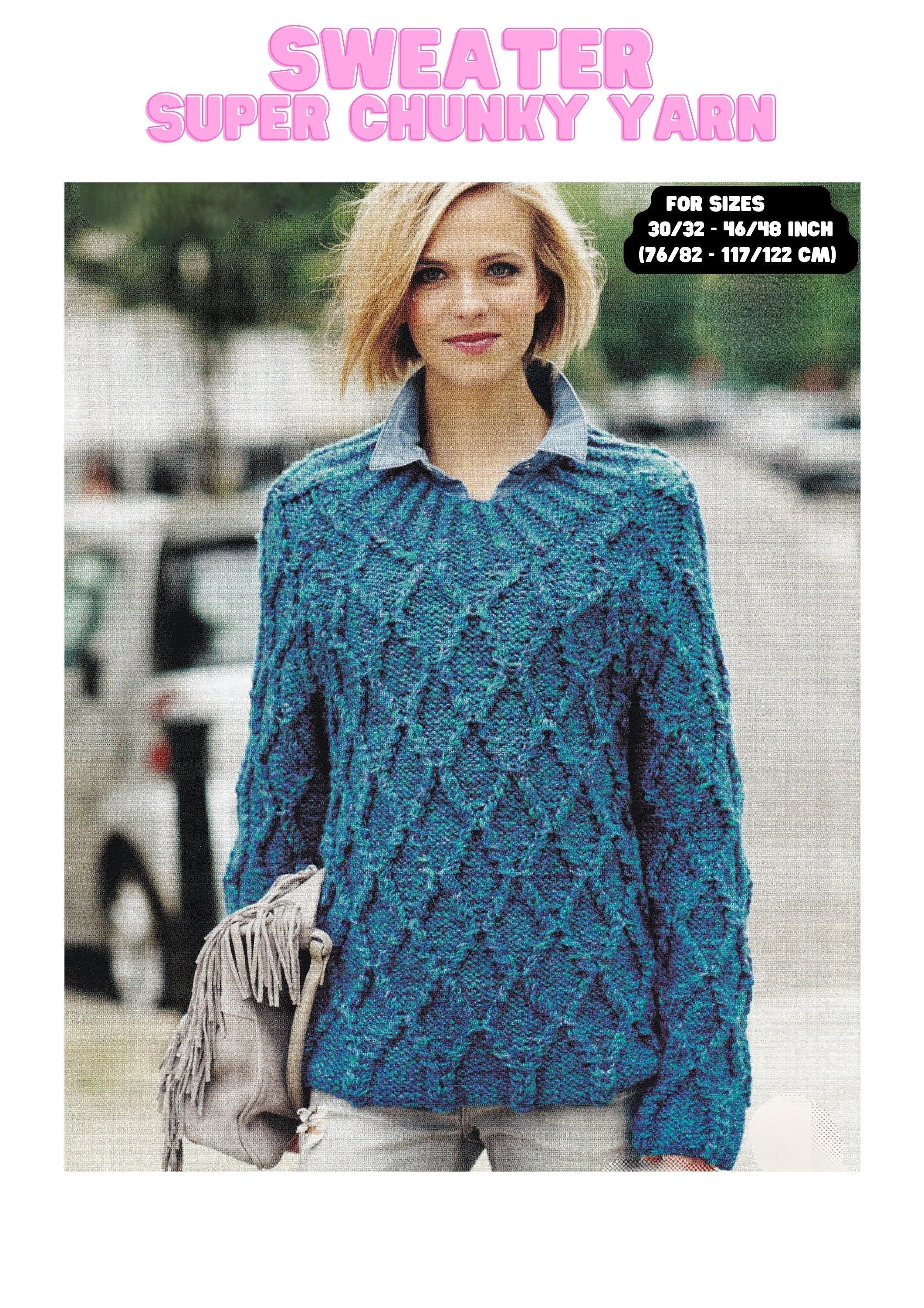 Ladies Sweater Knitting Pattern Super Chunky / Super Bulky Yarn Womens ...