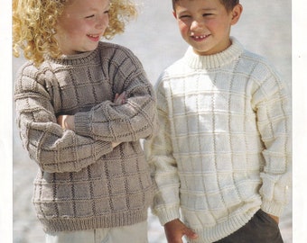 Boys Girls Sweater Knitting Pattern Childs Jumper Pullover DK / 8 Ply Yarn Kids PDF Pattern in English