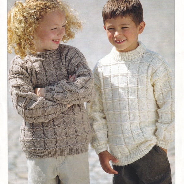 Boys Girls Sweater Knitting Pattern Childs Jumper Pullover DK / 8 Ply Yarn PDF Pattern