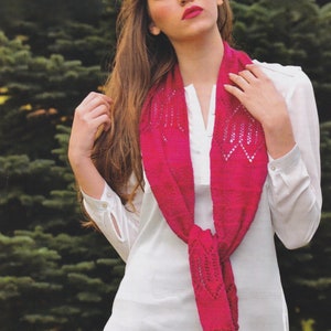 4 Ply Lace Scarf Knitting Pattern Lacy Skinny Scarf Fingering Weight Yarn PDF Pattern Knitted Gift in English only.