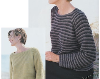 Ladies Sweater Knitting Pattern Simple Shape Striped & Plain DK / 8 Ply Womens Jumper PDF Pattern in English Only