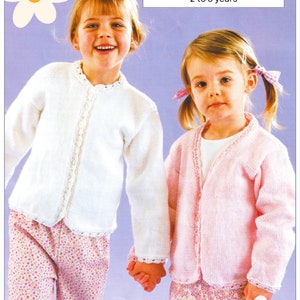 Girl&#39;s Cardigan Knitting Pattern V-neck & Round Neck Picot Edge 2 to 8 Years DK / 8 ply yarn PDF in English Only