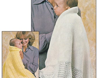 Baby Shawl Knitting Pattern & Crochet Blanket 4 Ply Shawl Traditional Vintage Pattern PDF in English Only