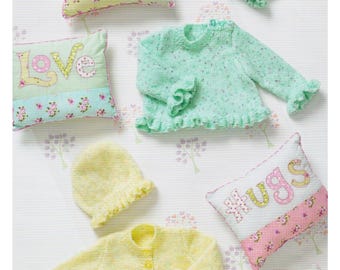 Baby Cardigan, Sweater & Hat Knitting Pattern Premature to 12 Months, Stocking Stitch DK / 8 Ply Yarn 12 ins to 20 ins PDF Pattern