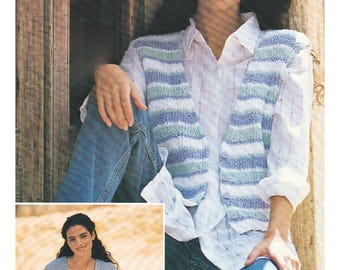 Ladies Waistcoat & Cardigan Knitting Pattern in DK / 8Ply Yarn Womens Ribbed Sleeveless Cardigan PDF Pattern in English Only