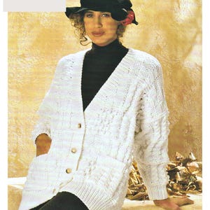 Ladies Long Cardigan Knitting Pattern Chunky / Bulky Yarn Womens Jacket PDF Pattern in English Only