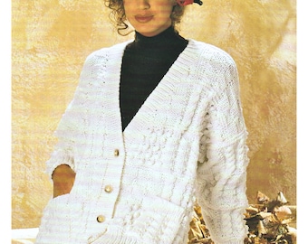 Ladies Long Cardigan Knitting Pattern Chunky / Bulky Yarn Womens Jacket PDF Pattern in English Only