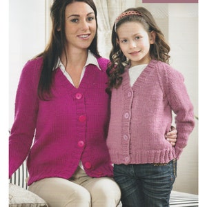 Chunky Knit Girls Cardigan & Sweater Knitting Pattern Boys, Mens, Ladies, Womens, Childs Quick-Knit PDF Pattern Bulky 24 - 50 inches
