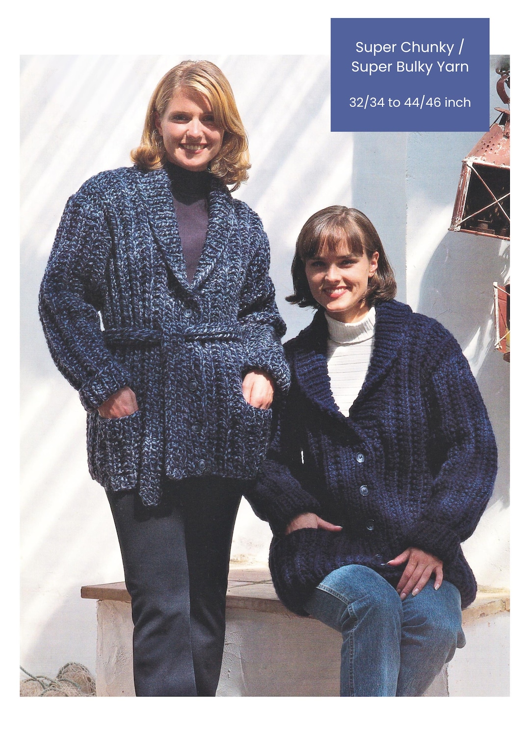 Womens Cardigan Knitting Pattern Super Chunky / Super Bulky Yarn Ladies ...