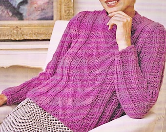 Womens Chunky Sweater Knitting Pattern Chunky / Bulky Yarn Ladies Short Length PDF Pattern in English Only