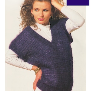Mohair Slipover Knitting Pattern Tank Top Ladies Sleeveless Sweater Odd Pins Instant PDF Pattern in English Only