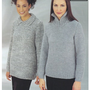 Womens Sweater Knitting Pattern Ladies Jumper Aran / Worsted Yarn Collar & Zip PDF Pattern in English Only